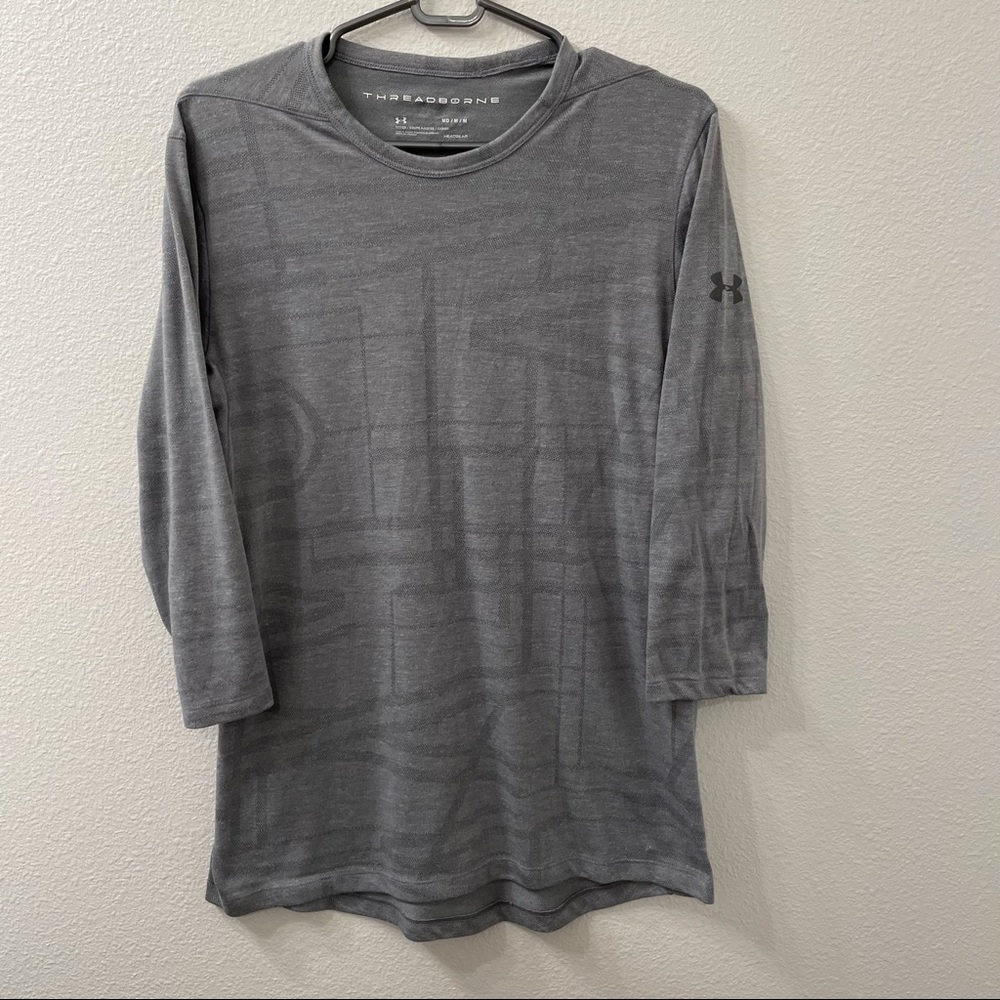 Under Armour threadborne long sleeve shirt gray medium